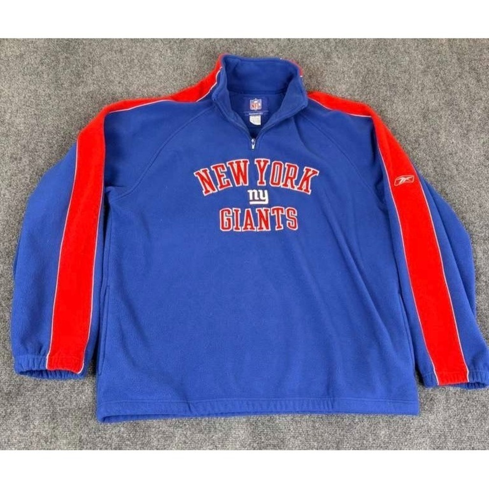 Vtg New York Giants NFL Quarter 1/4 Zip Fleece Pullover Reebok‎ Size Men's XL
